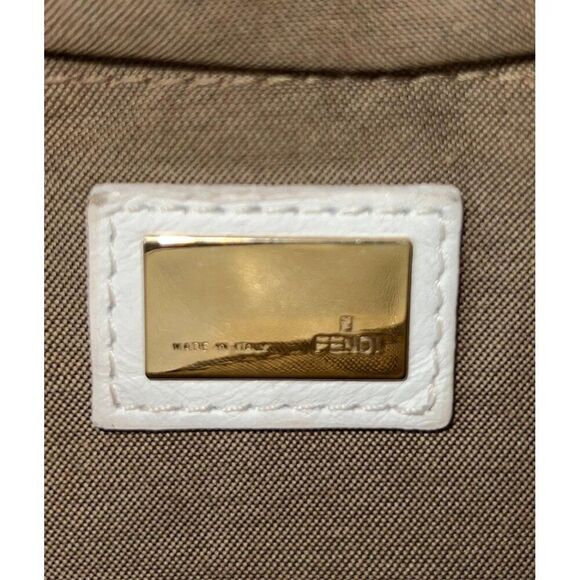 FENDI Chef Hobo White Perforated FF Zucca Logo Calfskin Small Shoulder B… - Picture 11 of 12
